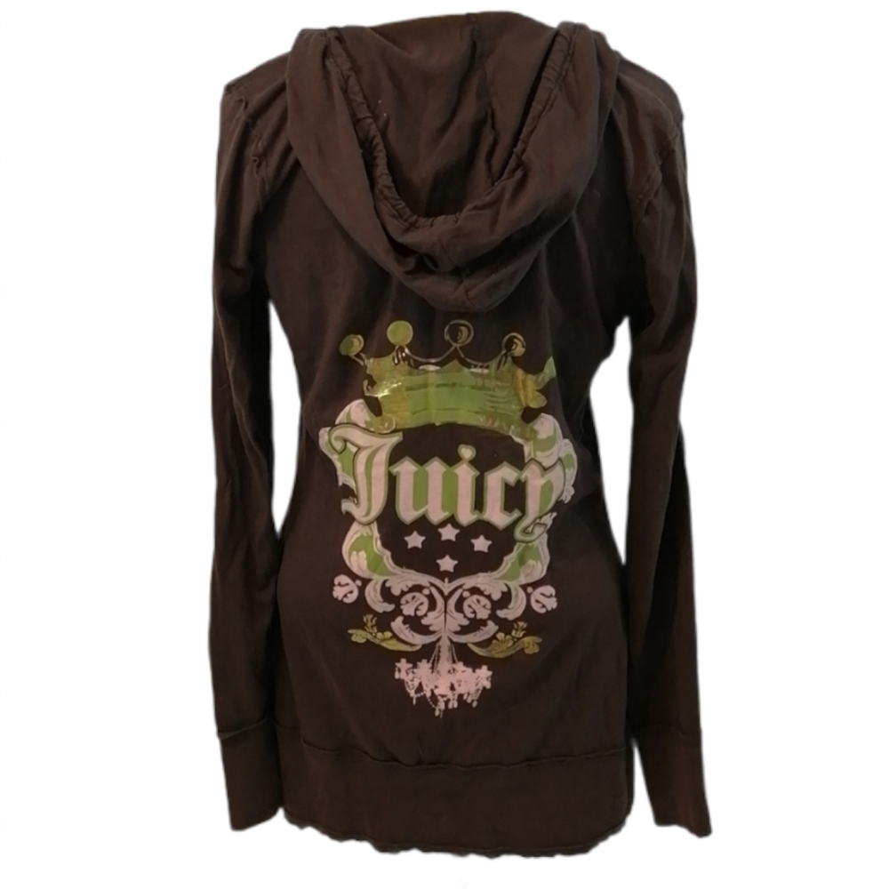 Juicy Couture Brown Long Sleeve Cotton Hoodie With Logo Medium - Picture 1 of 13